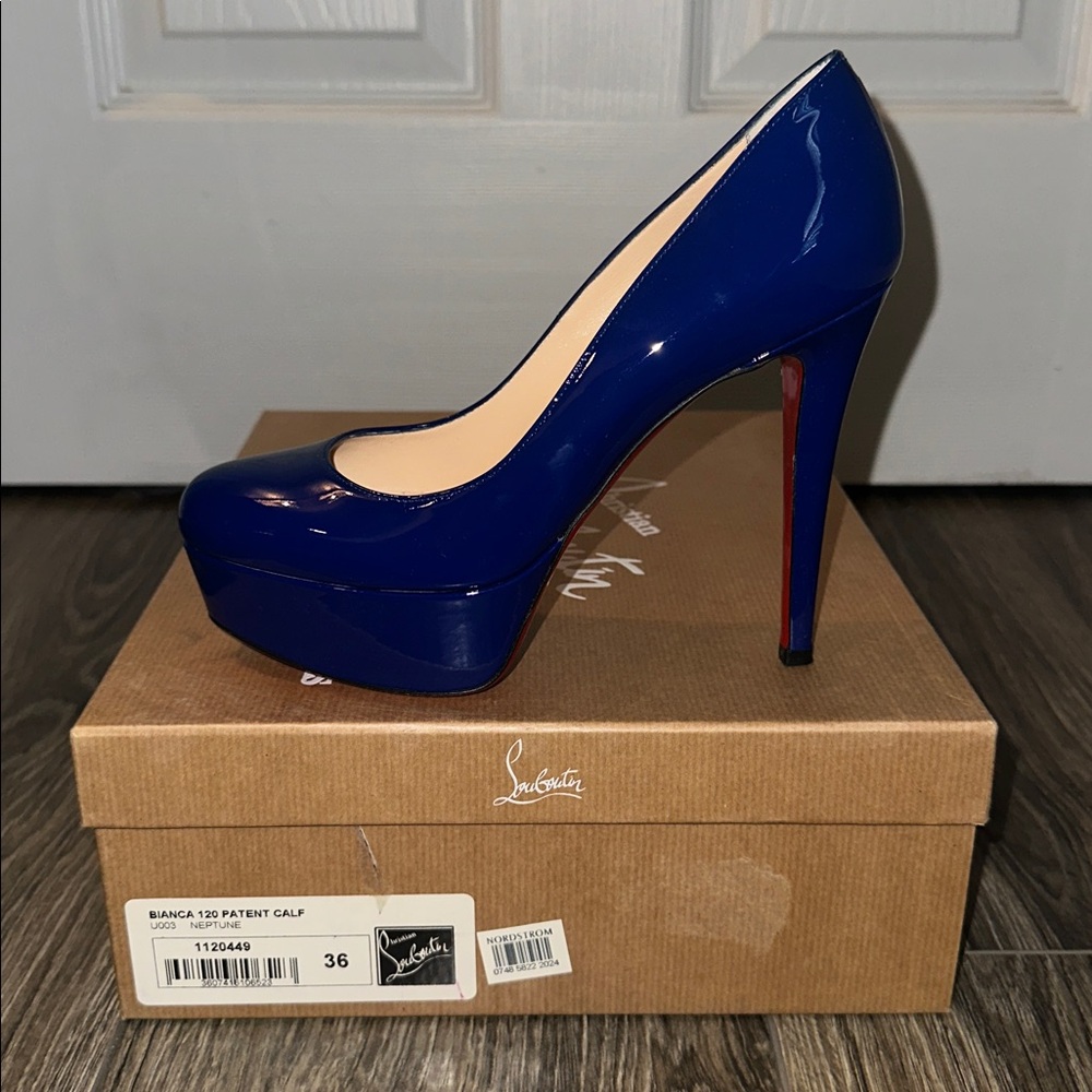 Christian Louboutin Neptune (Royal Blue) Bianca Patent Heels